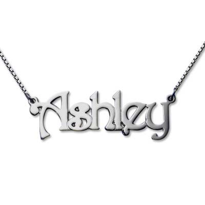 14k White Gold Name Necklace with Box Chain product photo