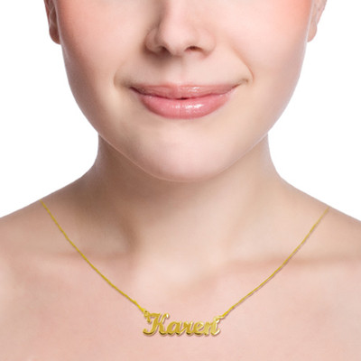 14k Yellow Gold Script Style Name Necklace - 1