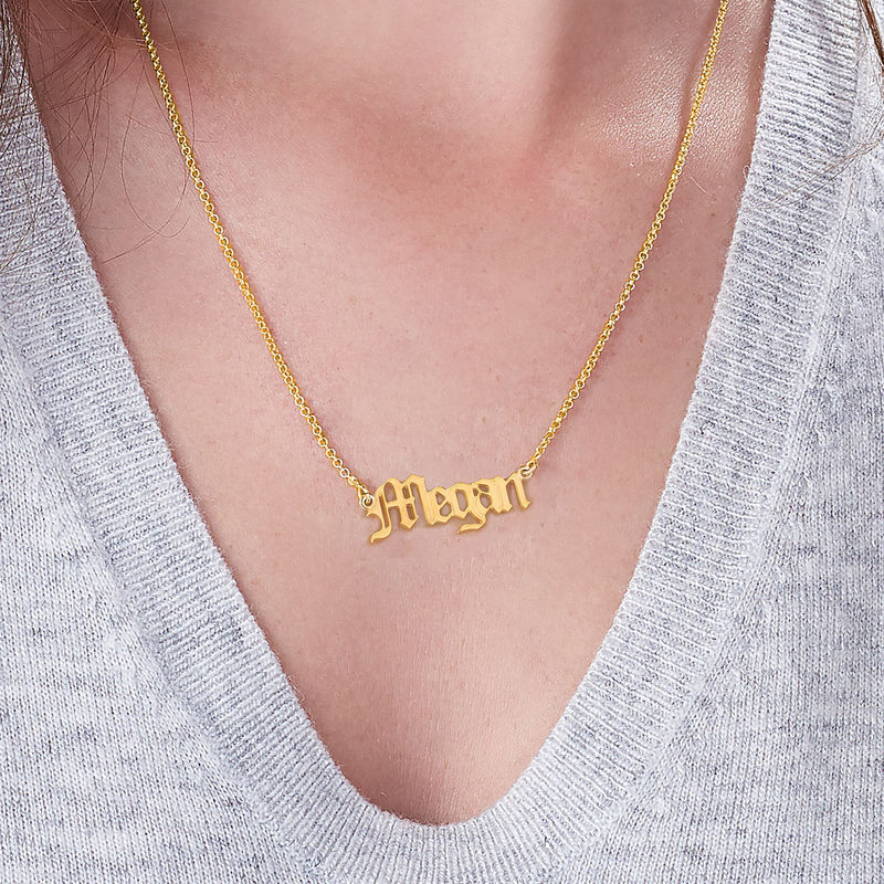 18k Gold-Plated Silver Old English Name Necklace - 4 product photo