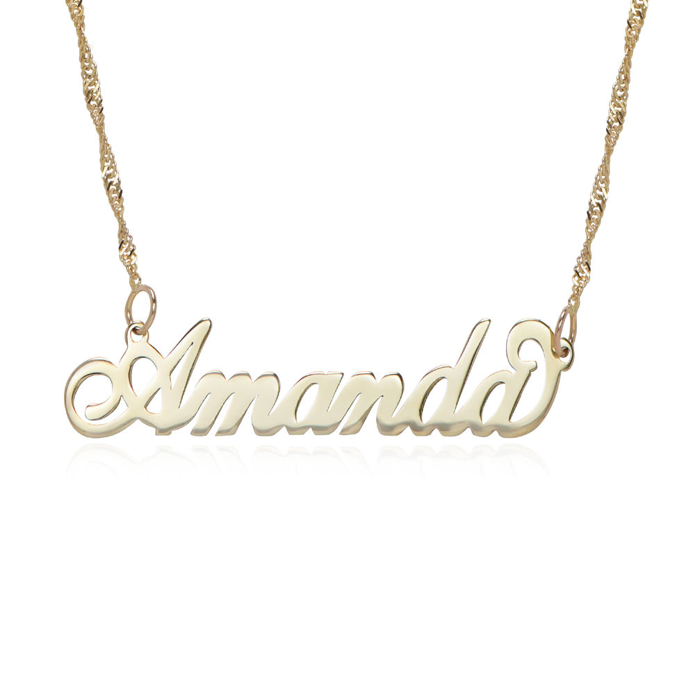Small 14k Gold Carrie Style Name Necklace - 1 product photo