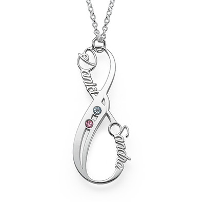 Vertical Infinity Name Necklace with Birthstones product photo