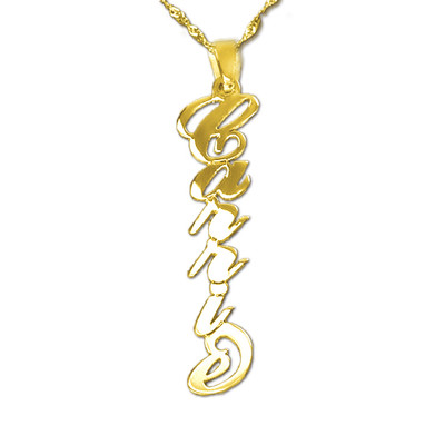 Vertical 14k Gold Carrie Style Name Necklace