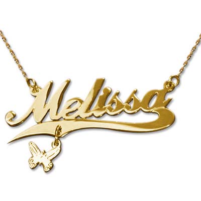14k Name Necklace Gold with Charm