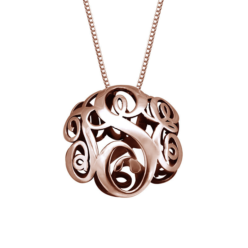 3D Monogram Necklace with Rose Gold Plating