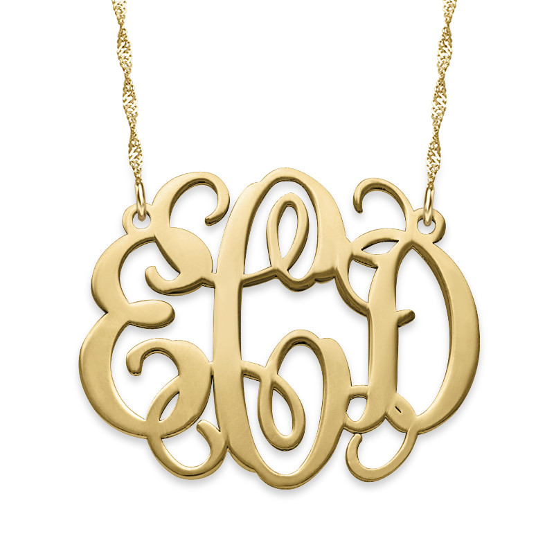 Celebrity Monogram Necklace in 14k Gold