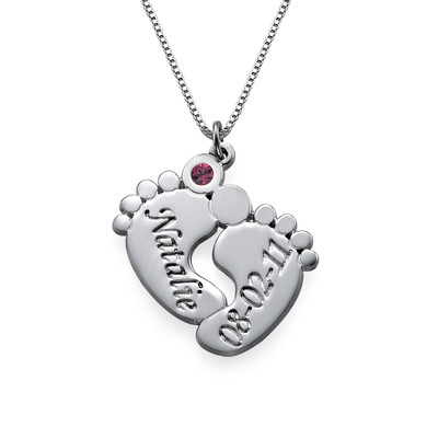 Personalized Baby Feet Necklace in Sterling Silver