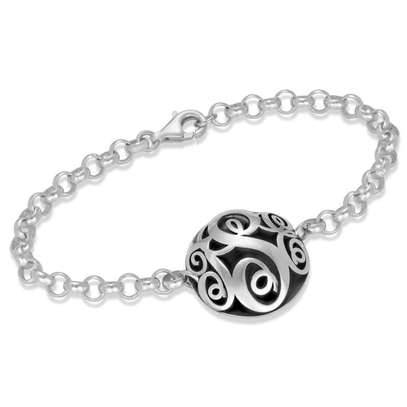 Contoured Monogram Bracelet in Silver