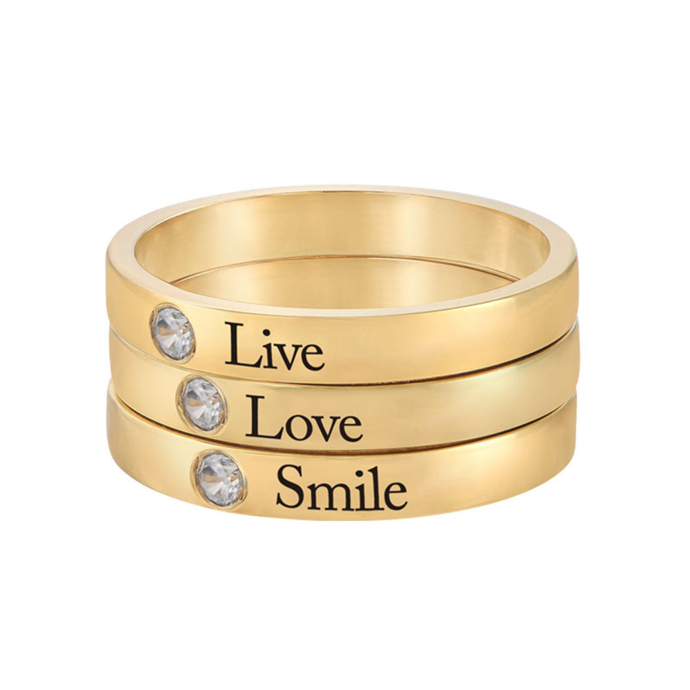14k Solid Yellow Gold Personalized Double Name Ring Engraved with Two Names