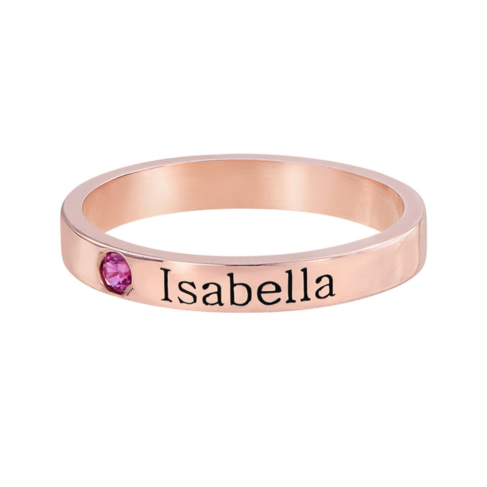 Stackable Birthstone Name Ring - 18k Rose Gold Plated - 1 product photo