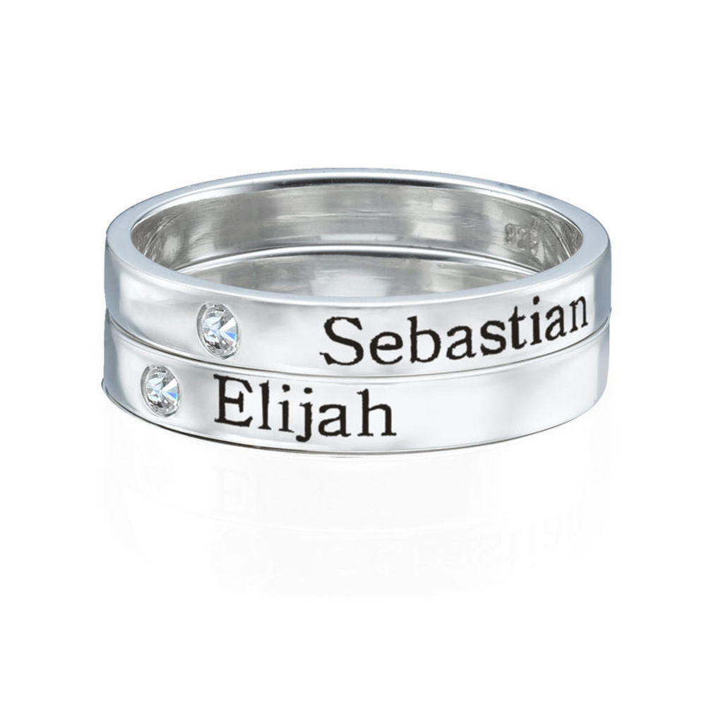 Stackable Name Ring in Silver with Diamond - 1 product photo