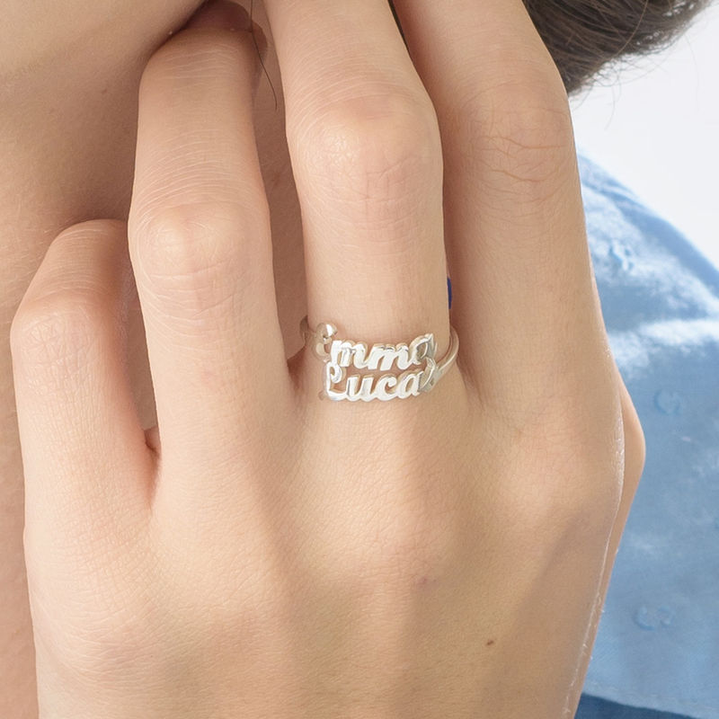 Script Double Name Ring in Sterling Silver - 4 product photo