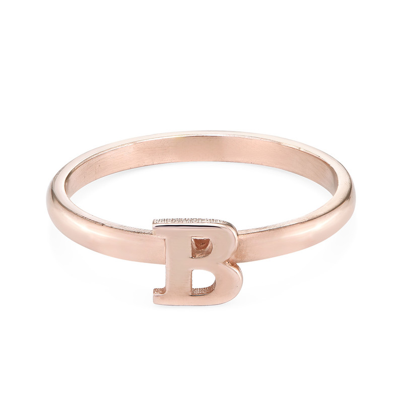 18K Rose Gold Plated Initial Stacking Ring - 1 product photo