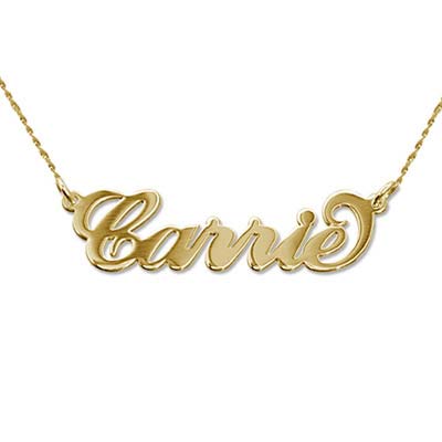 Solid 14k Gold Personalized Name Necklace Carrie Style 14k Double 2.0 gram chain