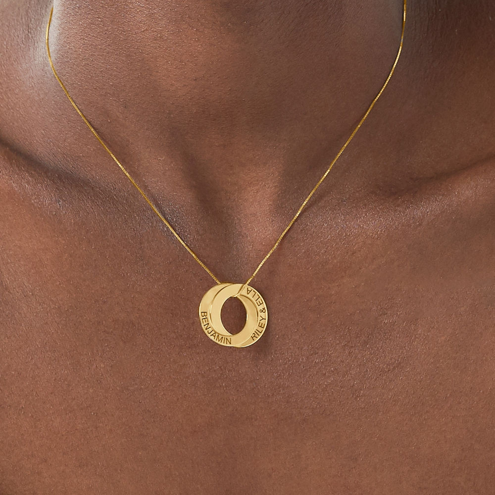 Russian Ring Necklace with 2 Rings in 10K Yellow Gold - 3 product photo