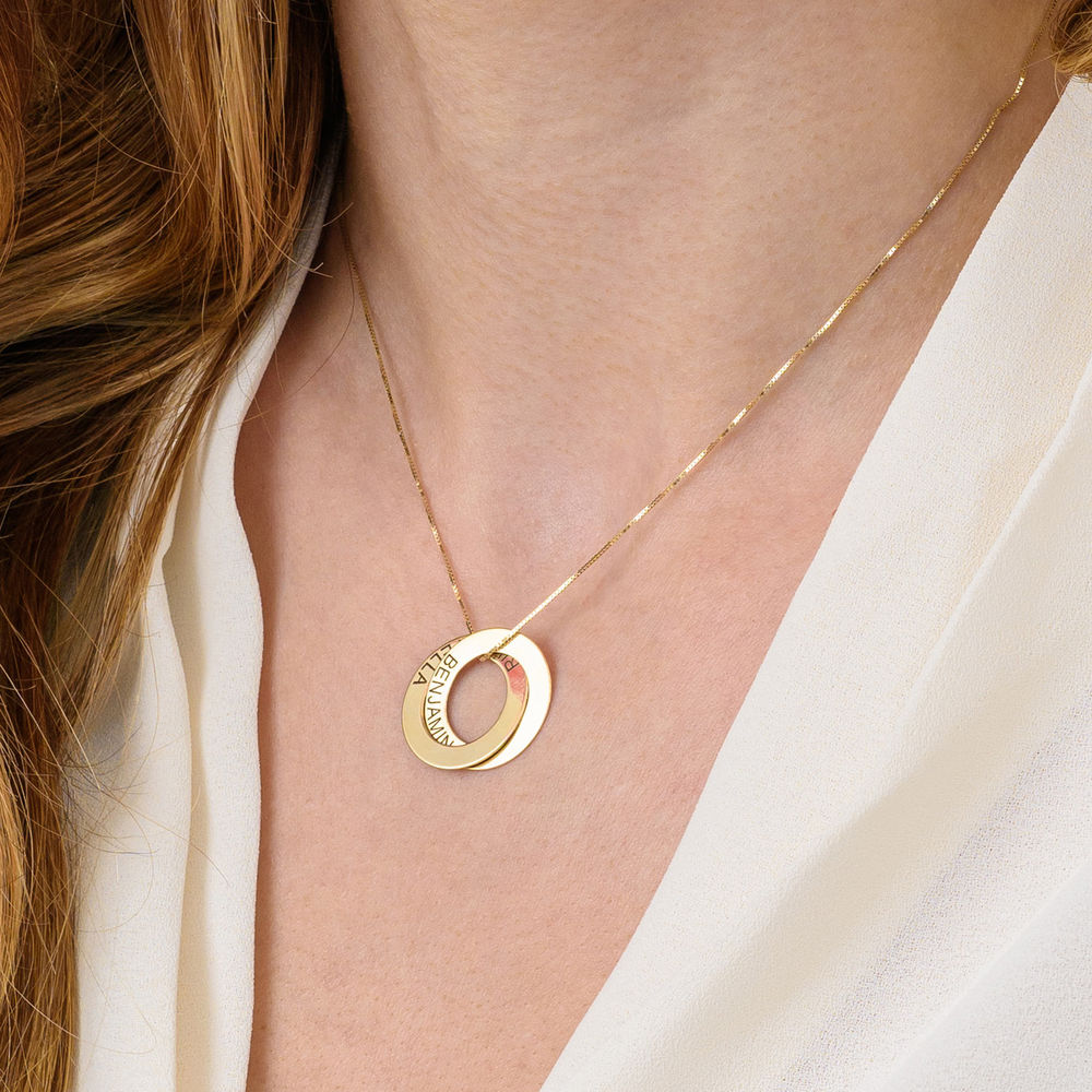 Russian Ring Necklace with 2 Rings in 10K Yellow Gold - 4 product photo