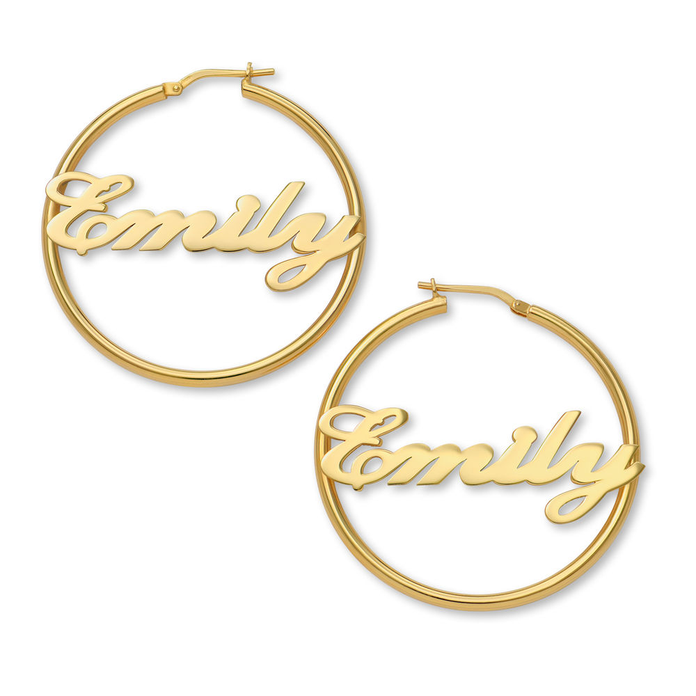 Emily Hoop Name Earrings in 18K Gold Plating product photo