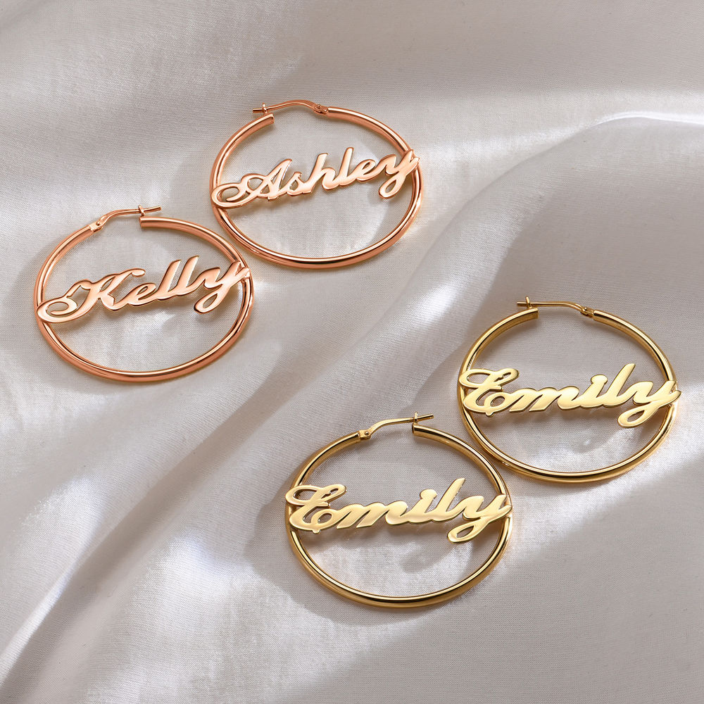 Emily Hoop Name Earrings in 18K Gold Plating - 1 product photo