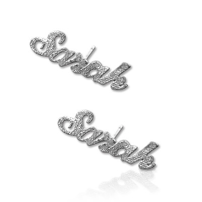 Sparkling Sterling Silver Personalized Name  Earrings