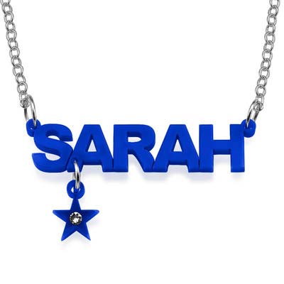 L.A. Style Color Name Necklace with Charm - 1