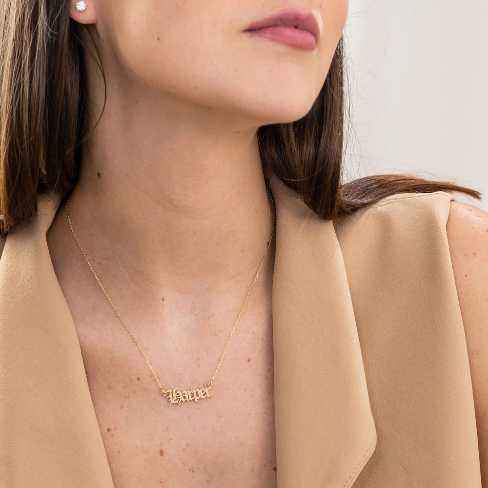 10k Gold Old English Name Necklace - 1