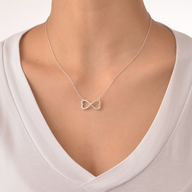 Cubic Zirconia Infinity Necklace with 15'' Chain - 1 product photo