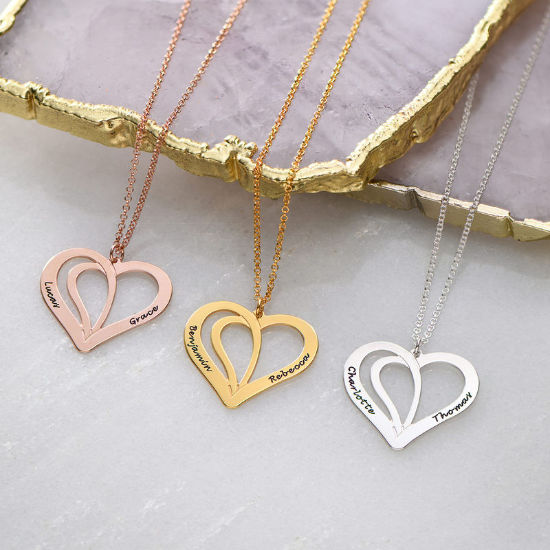 Engraved Couples Necklace in Gold Plated Sterling Silver - 1