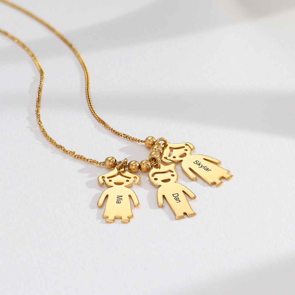 Mother's Necklace with Engraved Children Charms - 1 product photo