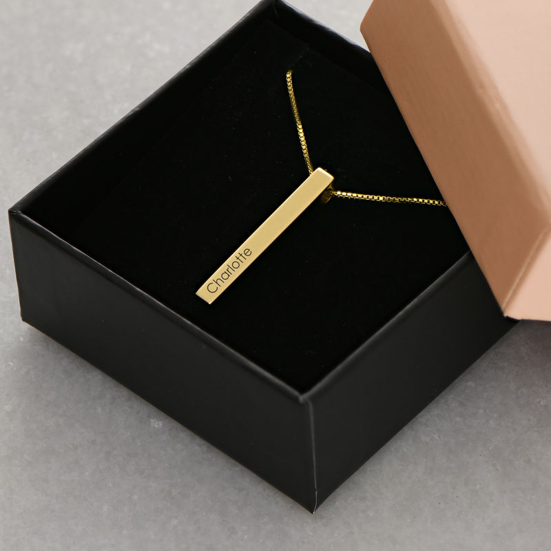 Personalized Vertical 3D Bar Necklace in 18k Gold Plating - 6 product photo