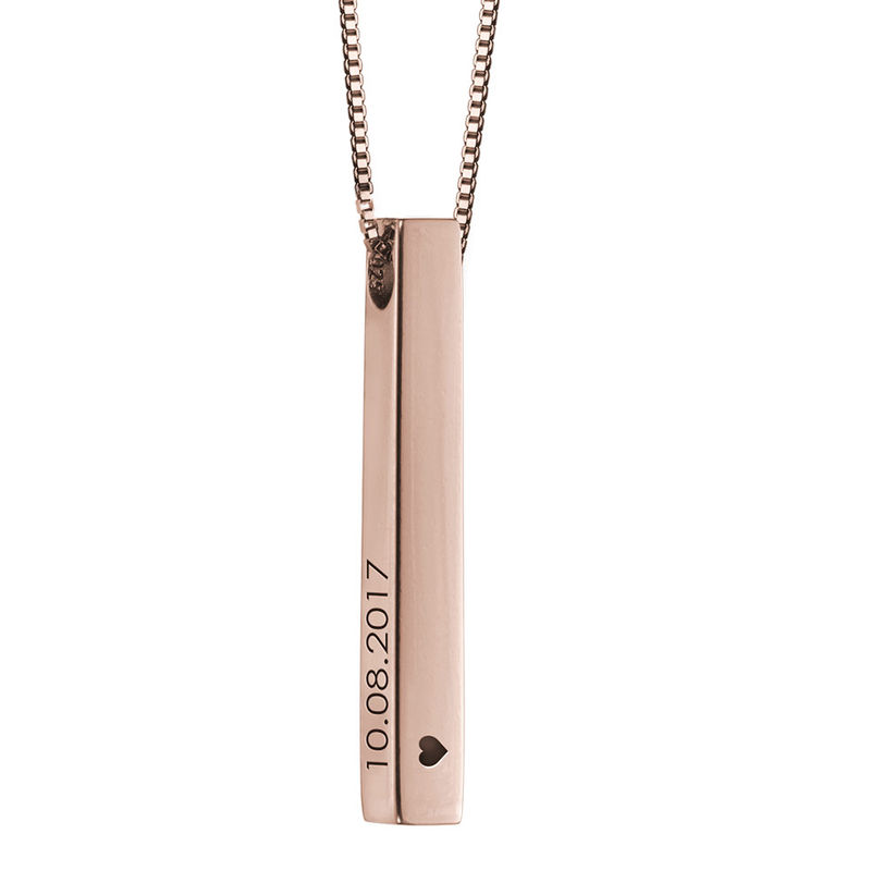 Personalized Vertical 3D Bar Necklace in Rose Gold Plating - 2 product photo