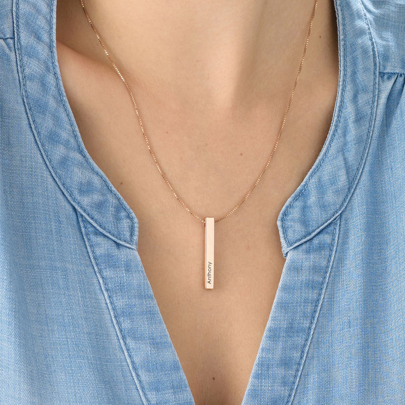 GoCustomNow Vertical Two Bar Necklace with Engraving Rose Gold Plated 
