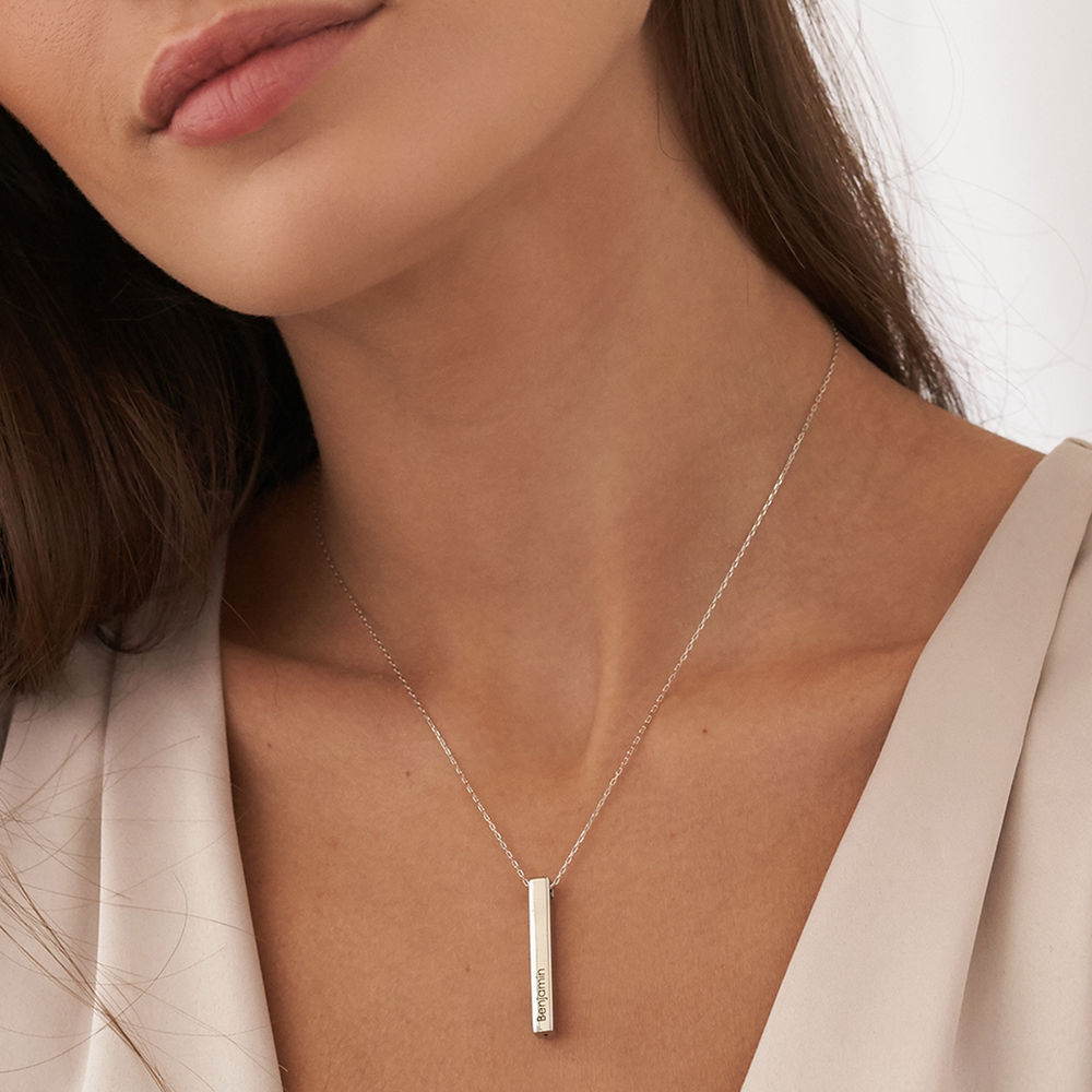 Totem 3D Bar Necklace in 10k White Gold - 2 product photo