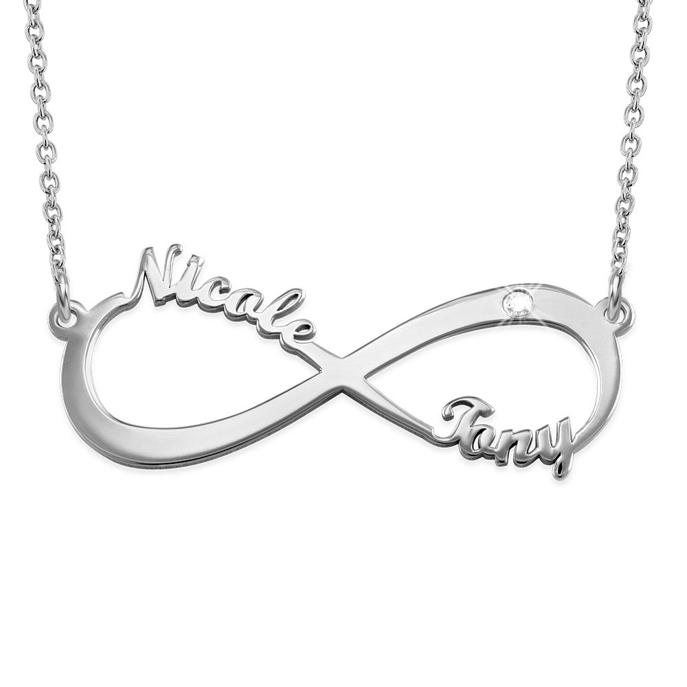 Infinity Name Sterling Silver Diamond Necklace product photo