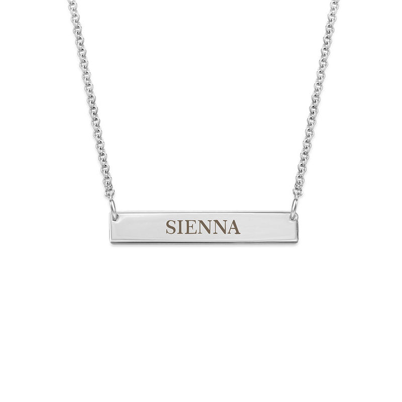 Tiny Sterling Silver Bar Necklace with Engraving for Teens