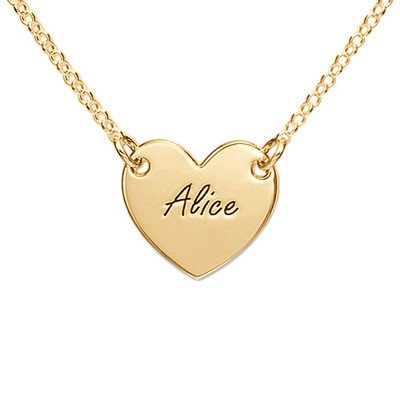 Engraved Heart Necklace with 18K Gold Plating for Teens