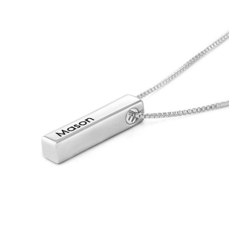 Short 3D Bar Necklace in Silver - 2 product photo