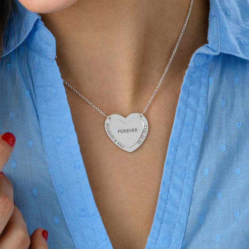 Double Heart Necklace in Silver - 3 product photo