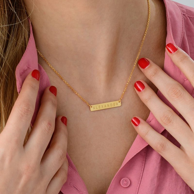 Nameplate Bar Necklace in Gold Plating - 2 product photo