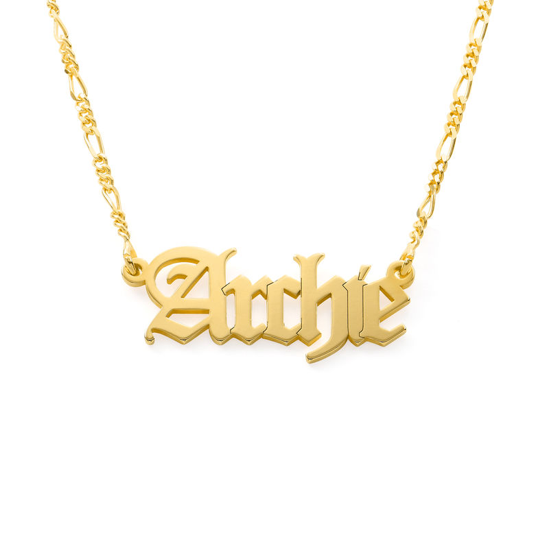 Custom Gothic Name Necklace in Gold Vermeil - Unisex product photo