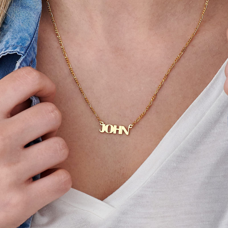 All Caps Name Necklace with New Chain in Gold Vermeil - 2 product photo