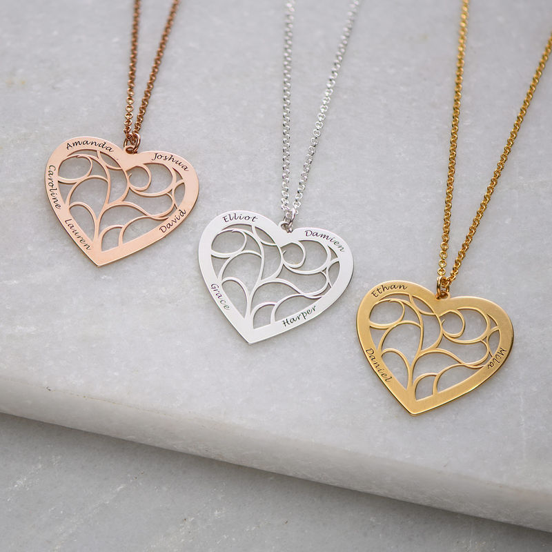 Heart Family Tree Necklace in Sterling Silver - 1 product photo