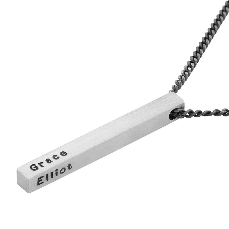 Men 3D Bar Necklace in Matte Silver - 1 product photo
