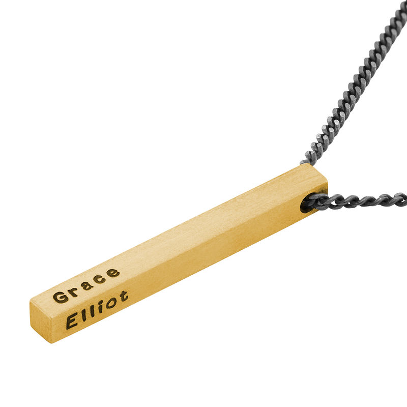 Men 3D Bar Necklace in Gold Plated - 1 product photo