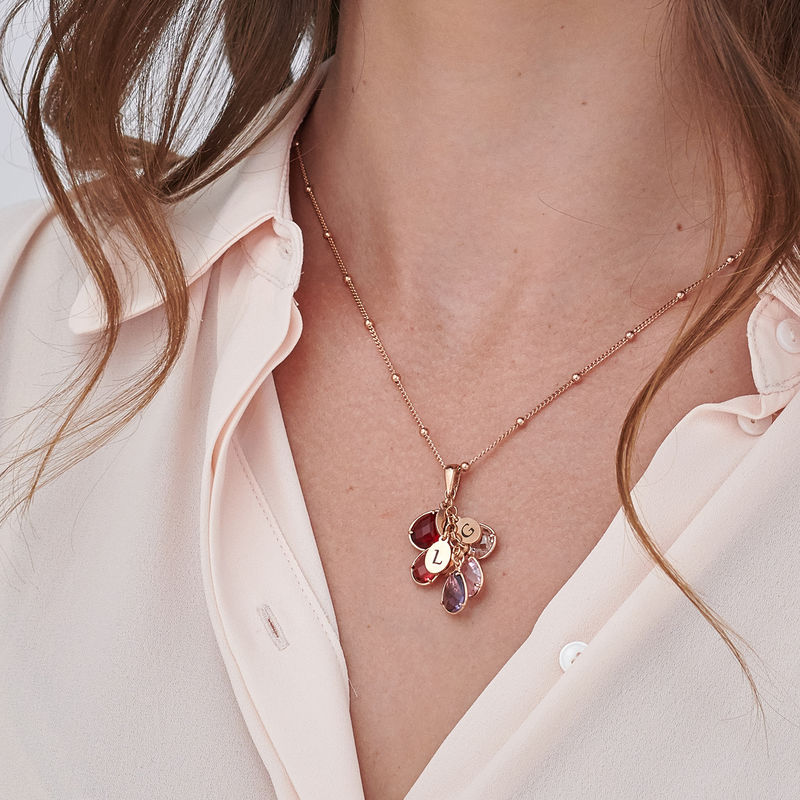 Custom Birthstone Drop Necklace for Mom in Rose Gold Plating - 3 product photo