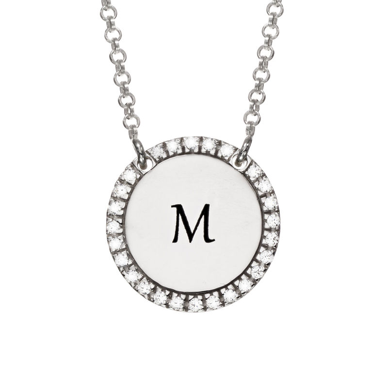 Personalized Round Cubic Zirconia Necklace in Silver