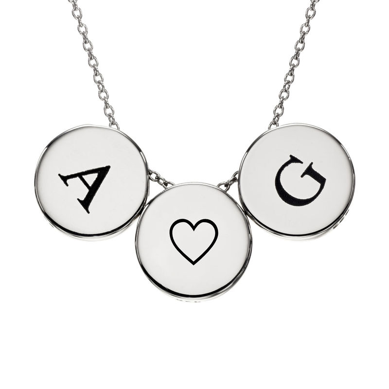 Initial Thick Disc Necklace in Sterling Silver - 1