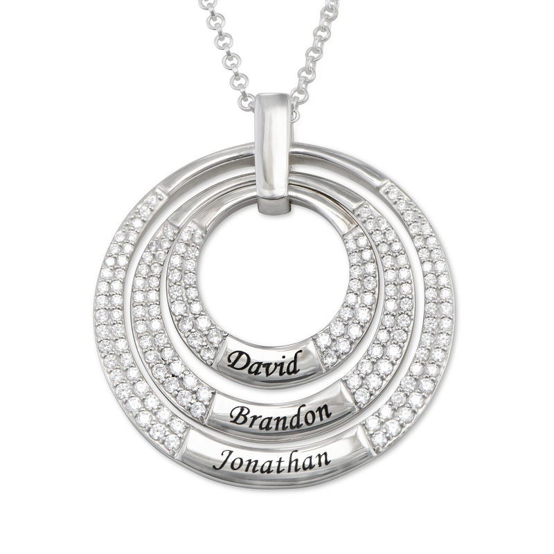 Engraved Circle Necklace for Mom in Sterling Silver