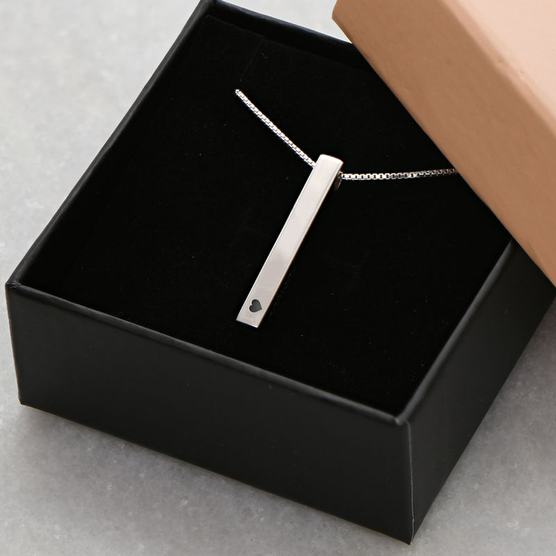 Pre-made inscription: 'Together Forever' 3D Bar Necklace in Sterling Silver with 18'' Chain - 4 product photo