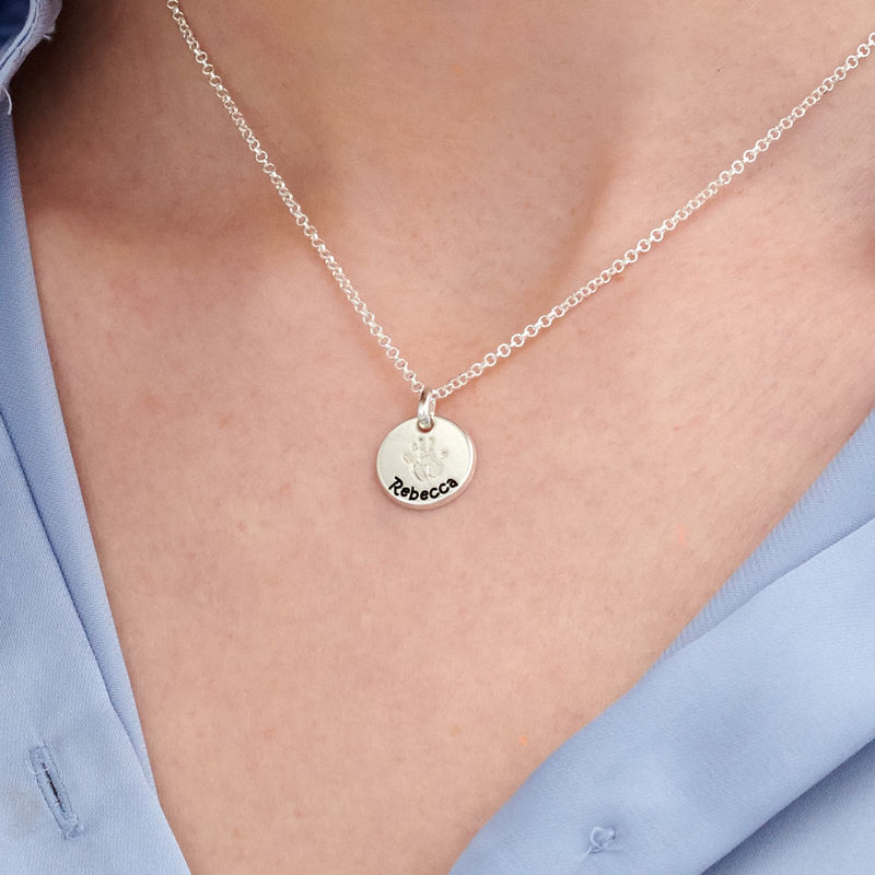 Baby Hand Engraved Charm Necklace in Sterling Silver - 3