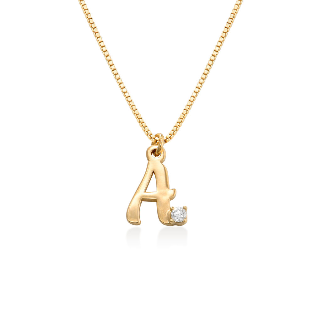 Diamond initial necklace in 18K Gold Plating product photo