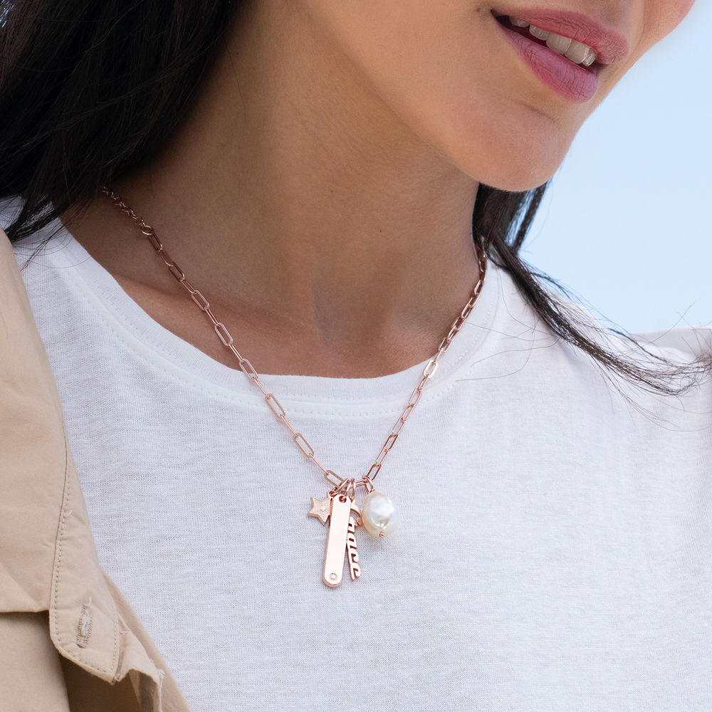 Siena Chain Bar Necklace in 18k Rose Gold Plating - 1 product photo